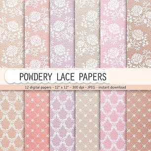 Kit Digital Papéis Renda em Pó