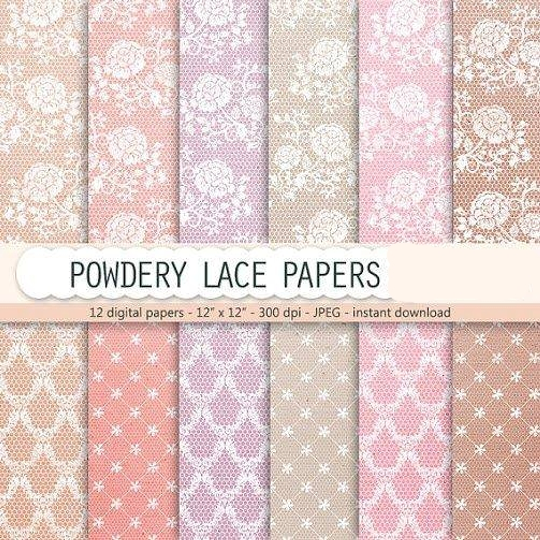 Kit Digital Papéis Renda em Pó 1