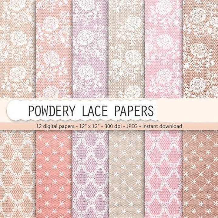 Kit Digital Papéis Renda em Pó 1