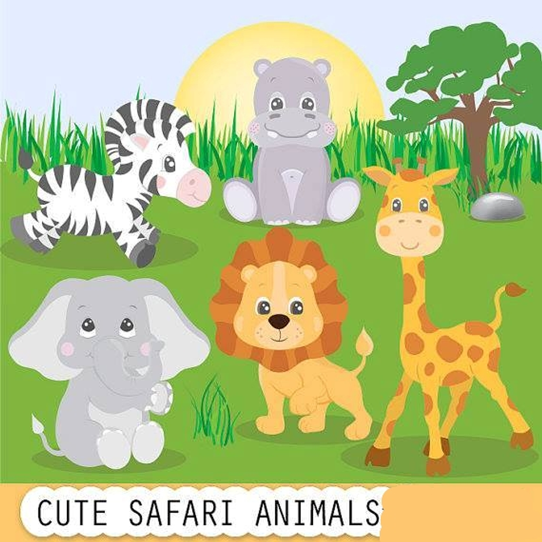 Kit Digital Animais Fofos de Safári 1