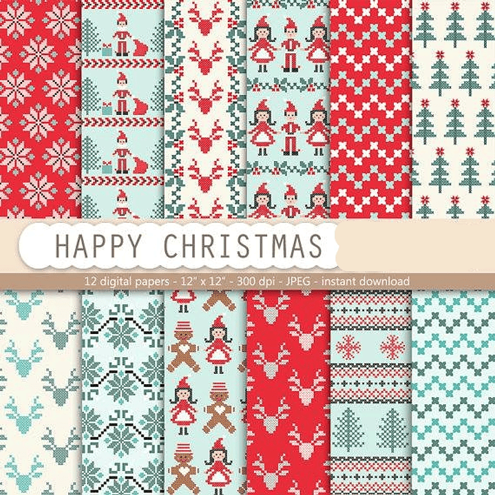 Kit Digital Papéis Feliz Natal  1