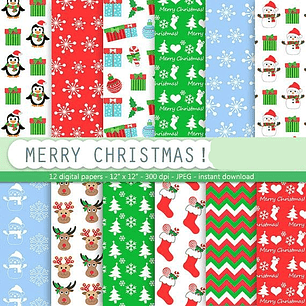 Kit Digital Papéis Feliz Natal 02