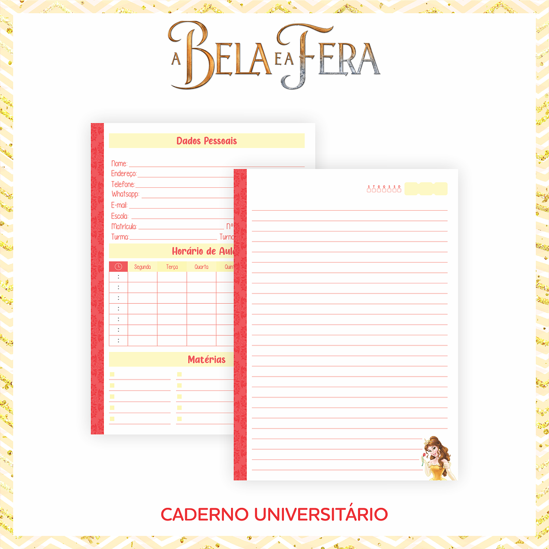 Arquivo Encadernação Escolar A Bela e a Fera 2021 2