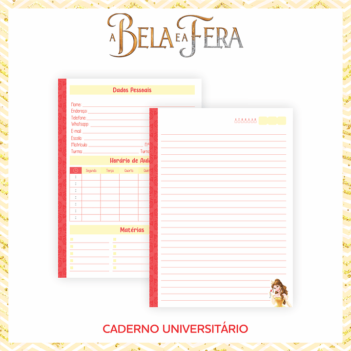 Arquivo Encadernação Escolar A Bela e a Fera 2021 2