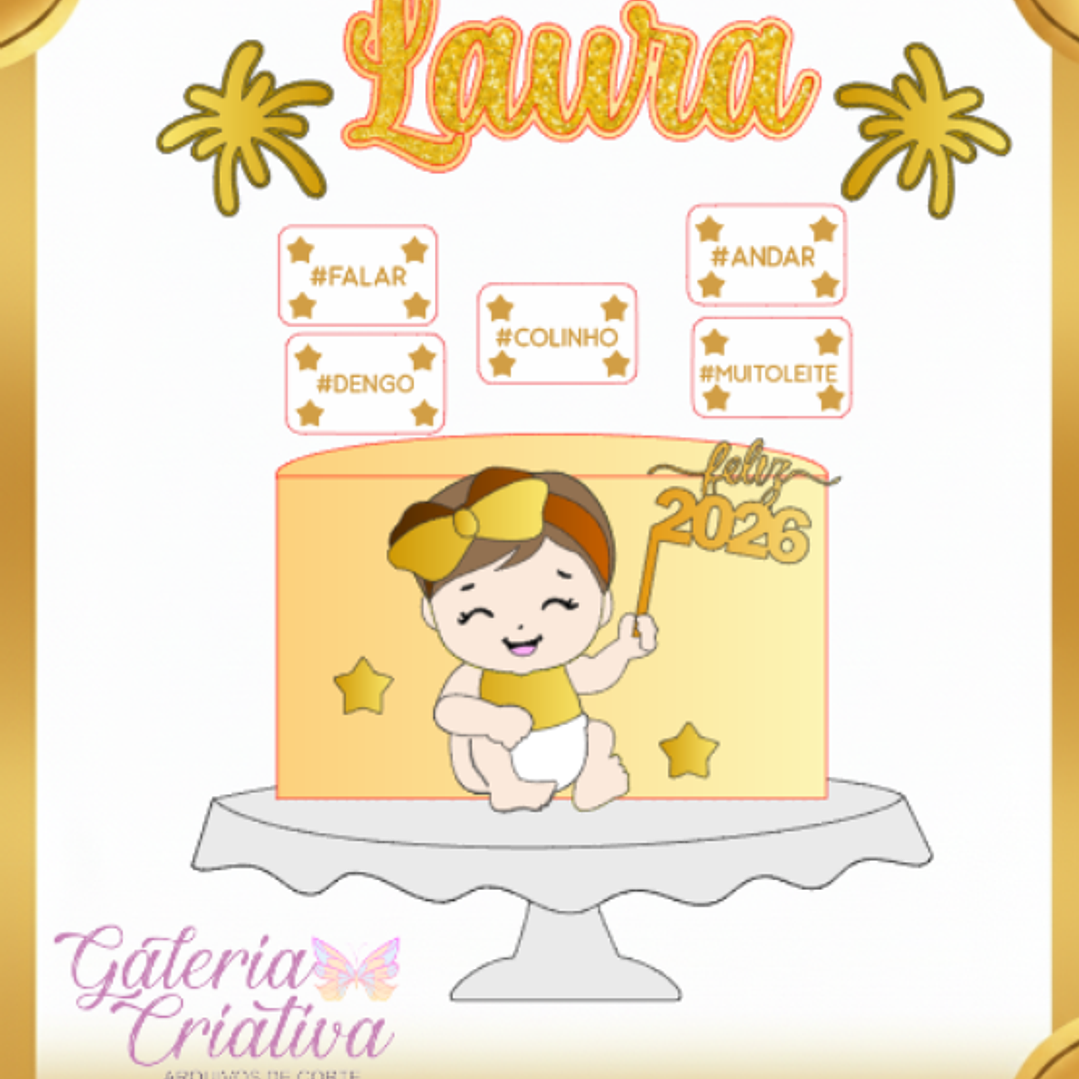 Arquivo Topo de Bolo Ano Novo Bebê 2026 - EM CAMADAS 1