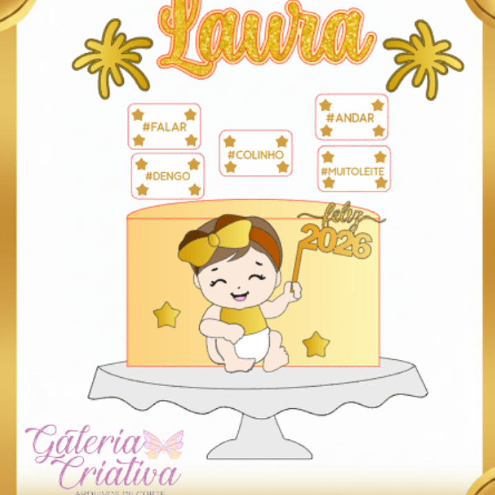 Arquivo Topo de Bolo Ano Novo Bebê 2026 - EM CAMADAS 1