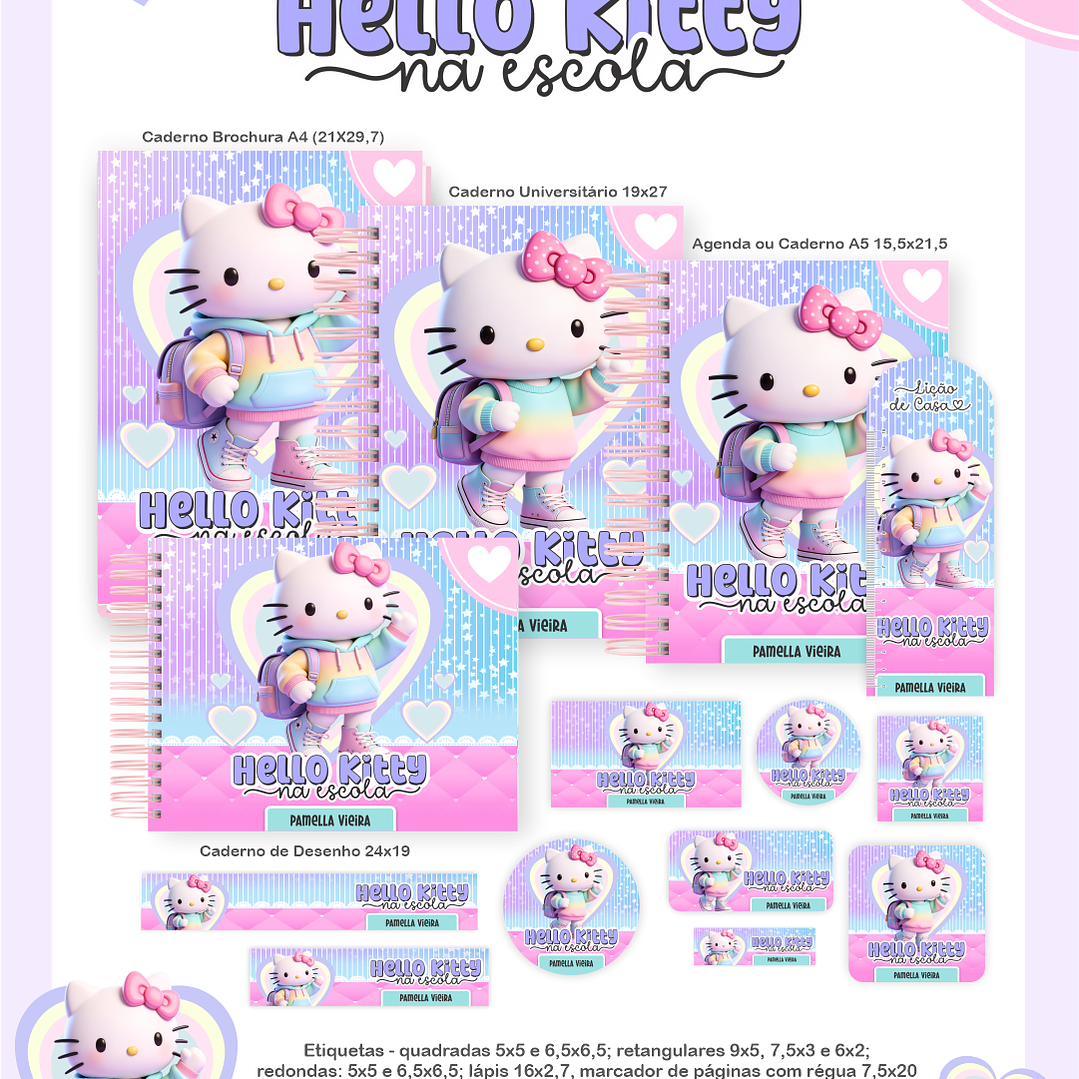 Arquivo Encadernação Escolar 2026 Hello Kitty na Escola 1