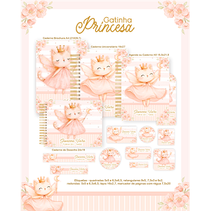 Arquivo Encadernação Escolar 2026 Gatinha Princesa 
