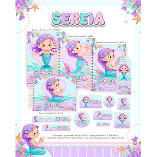 Arquivo Encadernação Escolar 2026 Sereia Cute 