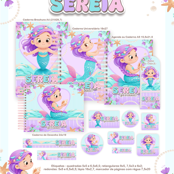 Arquivo Encadernação Escolar 2026 Sereia Cute  1