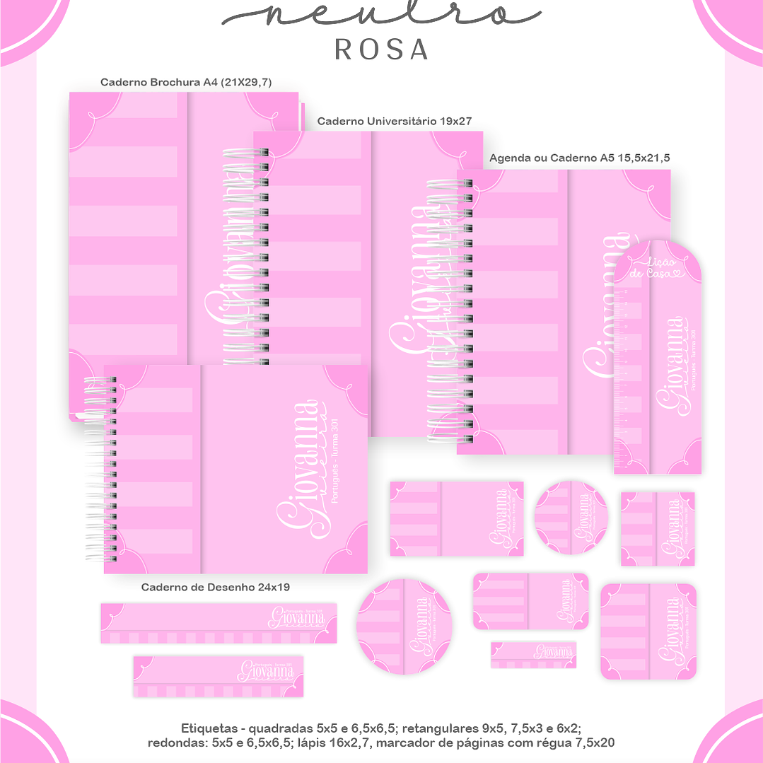 Arquivo Encadernação Escolar 2026 Neutro Rosa  1