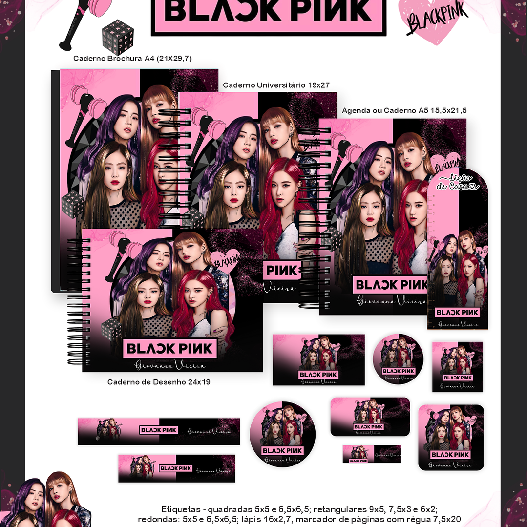 Arquivo Encadernação Escolar 2026 Black Pink  1