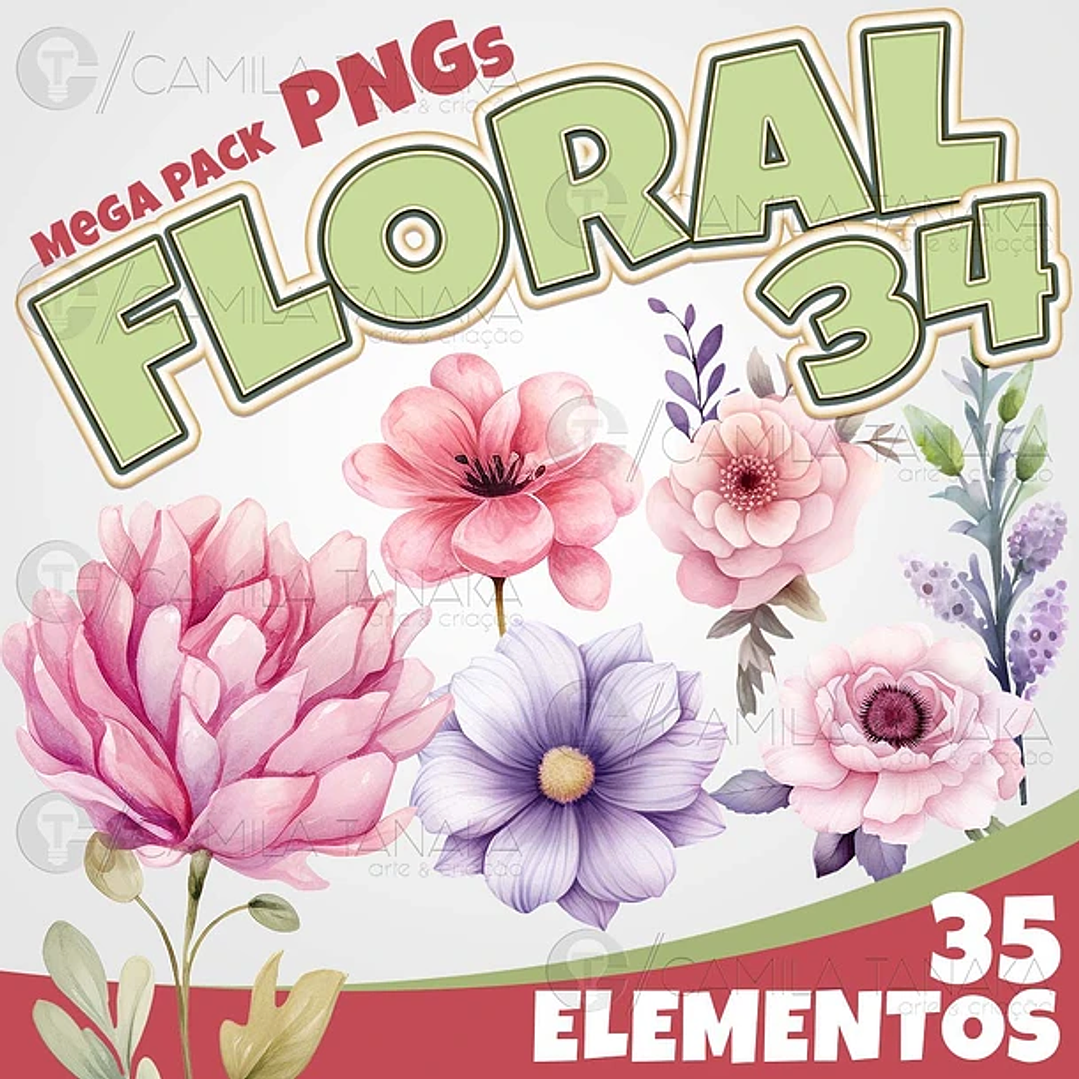 Kit Digital Floral Aquarela 34  1