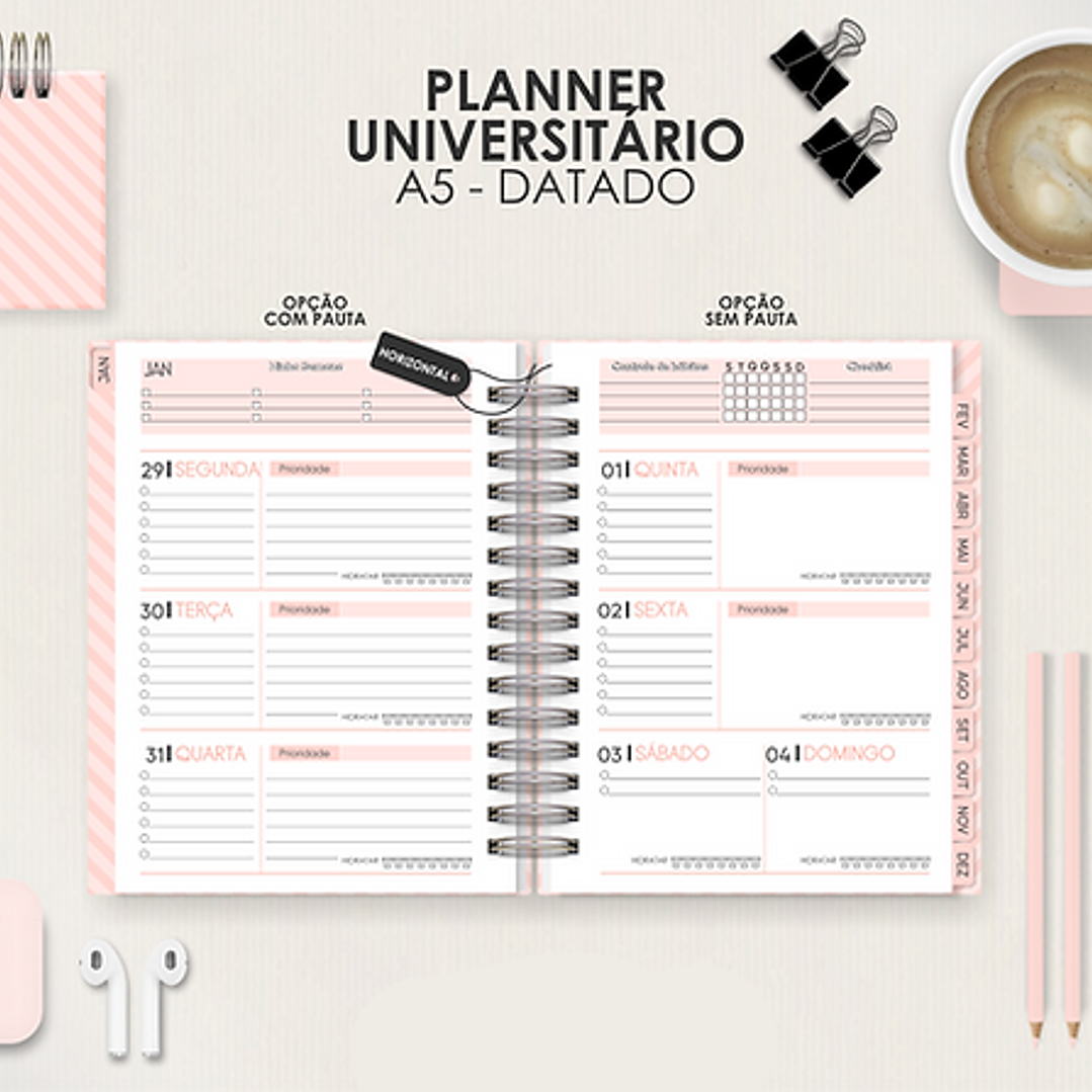 Arquivo Miolo Planner A5 Datado Horizontal  1