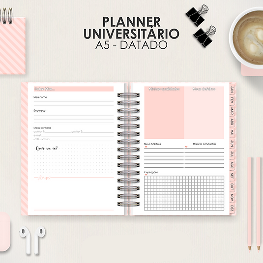 Arquivo Miolo Planner A5 Datado Horizontal  2
