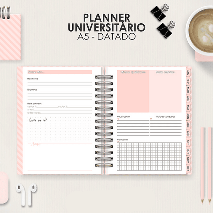 Arquivo Miolo Planner A5 Datado Horizontal  2