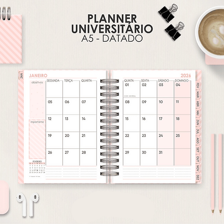 Arquivo Miolo Planner A5 Datado Horizontal  6