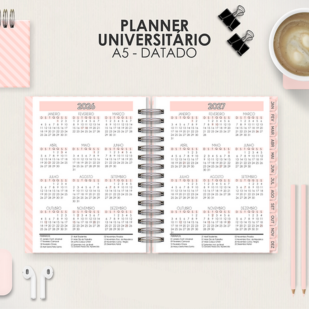 Arquivo Miolo Planner A5 Datado Horizontal  7