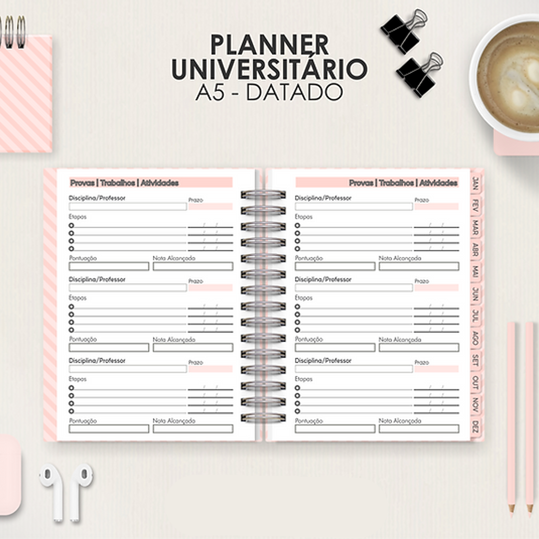 Arquivo Miolo Planner A5 Datado Horizontal  8