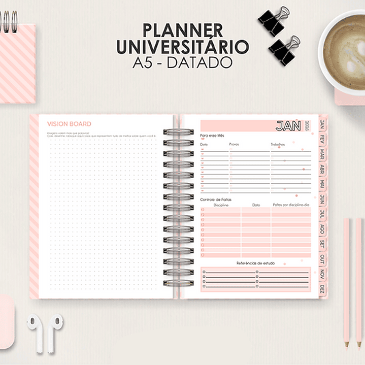 Arquivo Miolo Planner A5 Datado Horizontal  9