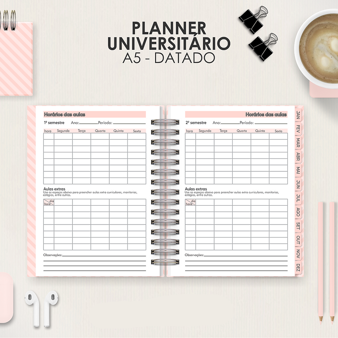 Arquivo Miolo Planner A5 Datado Horizontal  13