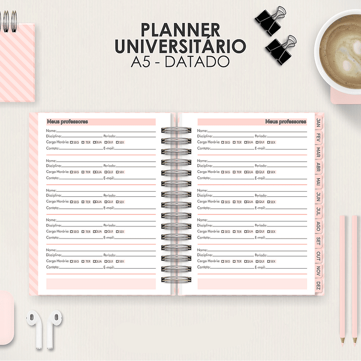 Arquivo Miolo Planner A5 Datado Horizontal  14