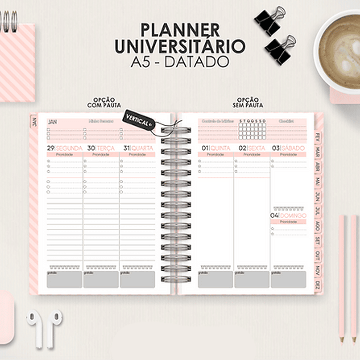Arquivo Miolo Planner A5 Datado Vertical  1