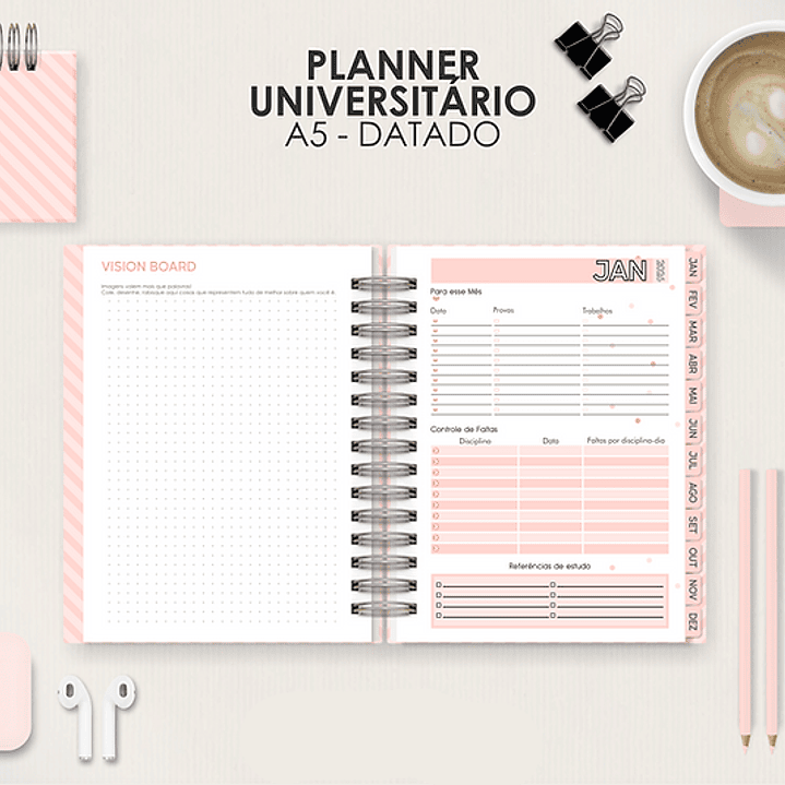 Arquivo Miolo Planner A5 Datado Vertical  2