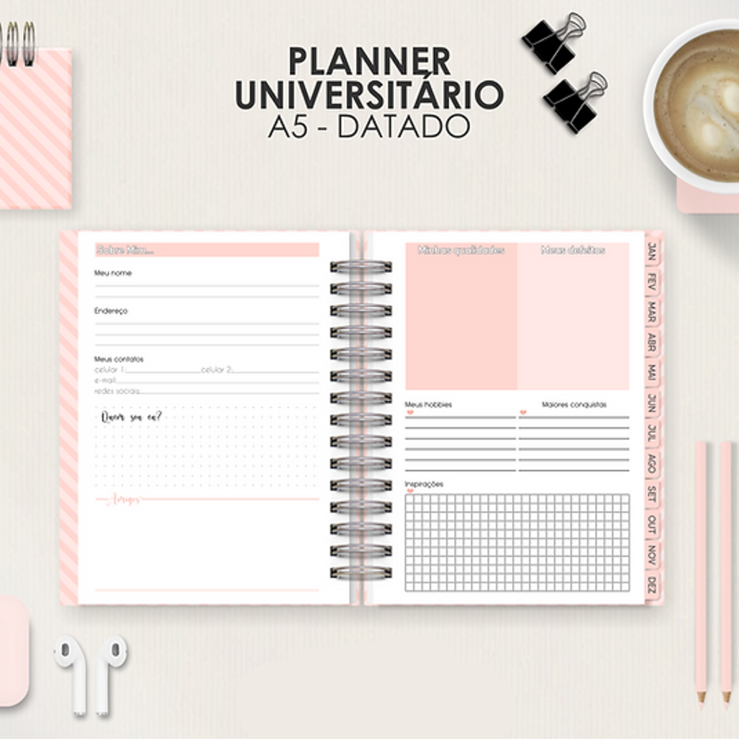 Arquivo Miolo Planner A5 Datado Vertical  3
