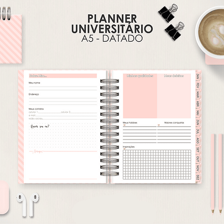 Arquivo Miolo Planner A5 Datado Vertical  3