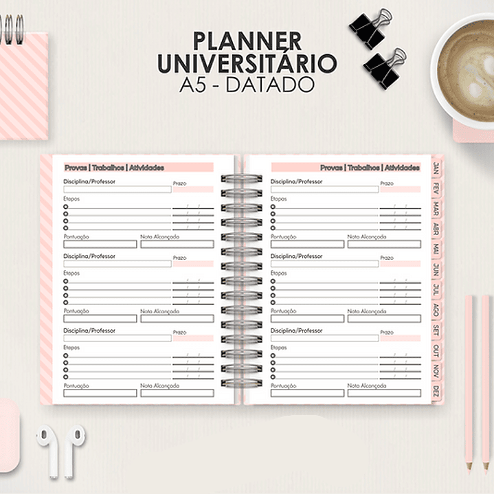 Arquivo Miolo Planner A5 Datado Vertical  4