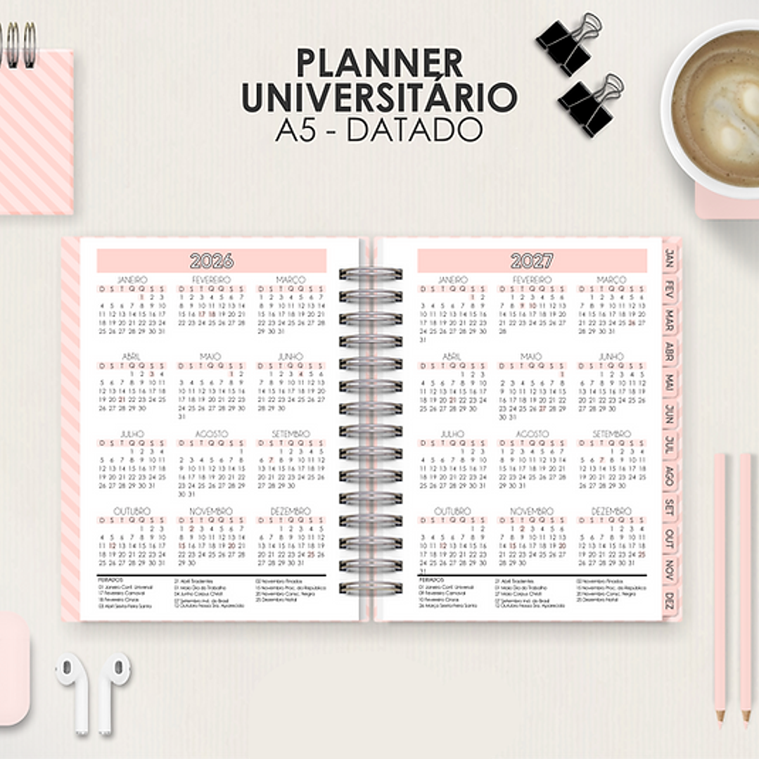 Arquivo Miolo Planner A5 Datado Vertical  10