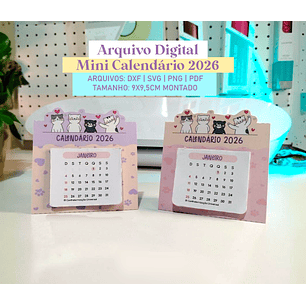 Arquivo Mini Calendário 2026 Gatinhos 