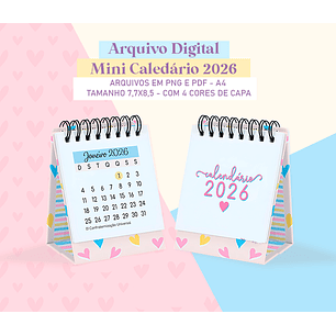 Arquivo Mini Calendário Colorful 2026 