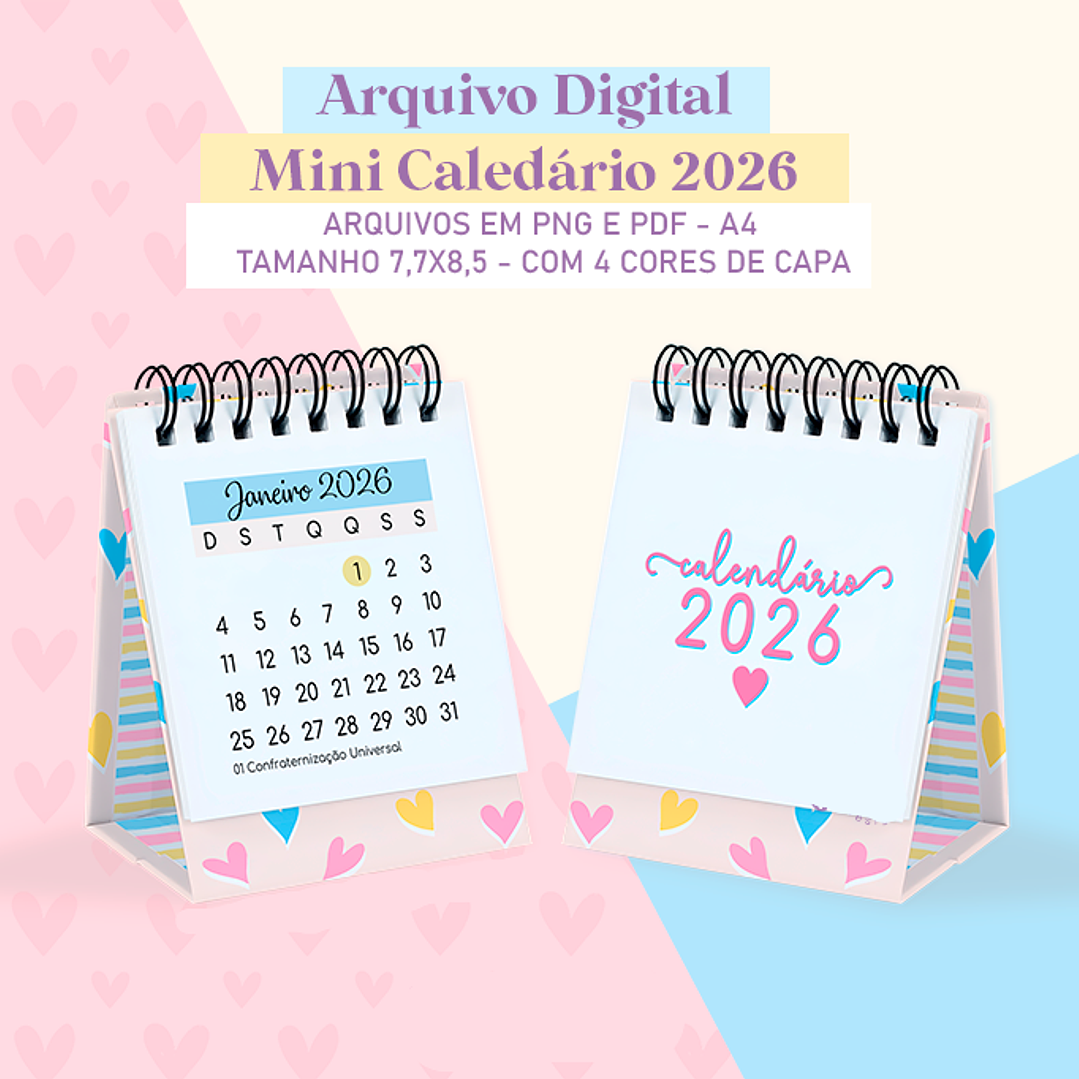 Arquivo Mini Calendário Colorful 2026  1
