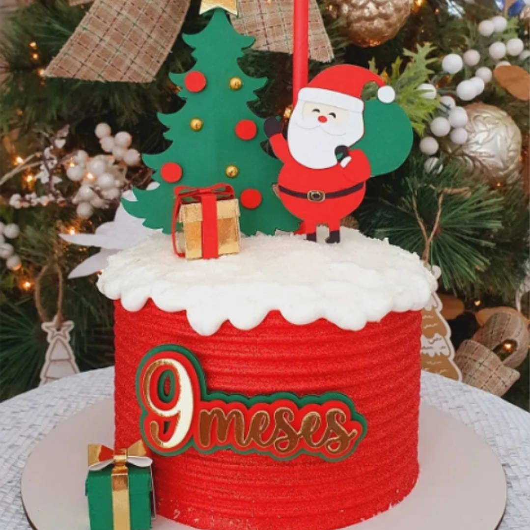 Arquivo Topo de Bolo Natal Papai Noel em Camadas  1