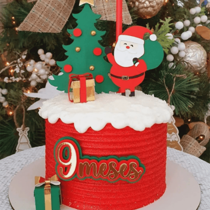 Arquivo Topo de Bolo Natal Papai Noel em Camadas  1