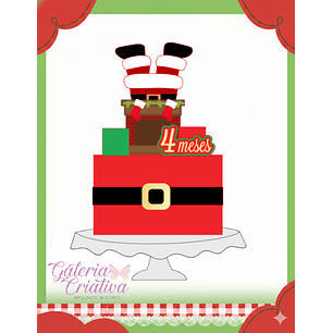 Arquivo Topo de Bolo Natal Papai Noel na Chaminé em Camadas 