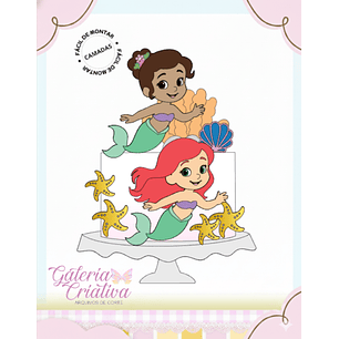 Arquivo Topo de Bolo Pequena Sereia Cute 