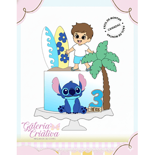 Arquivo Topo de Bolo Stitch e Menino