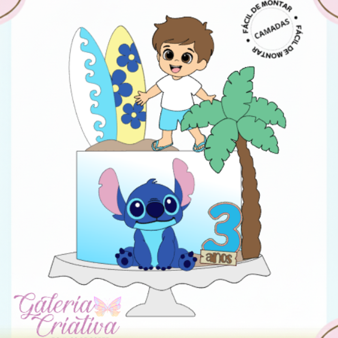 Arquivo Topo de Bolo Stitch e Menino 1