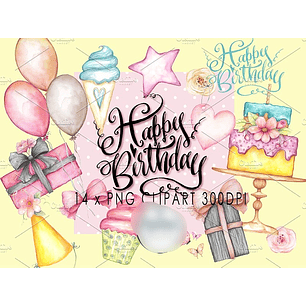 Kit Digital Aniversário Aquarela 