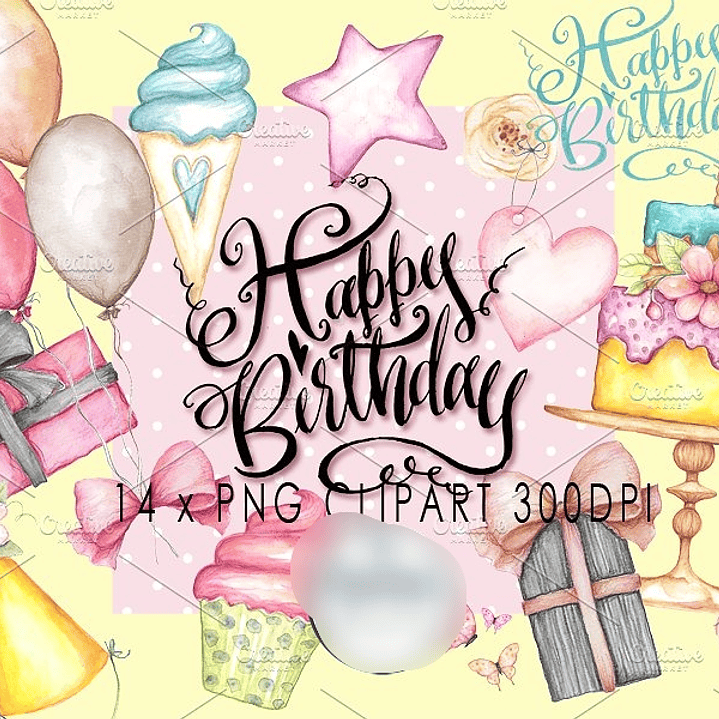 Kit Digital Aniversário Aquarela  1