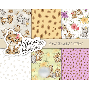 Kit Digital Papéis Animais Bebês da Africa 02 
