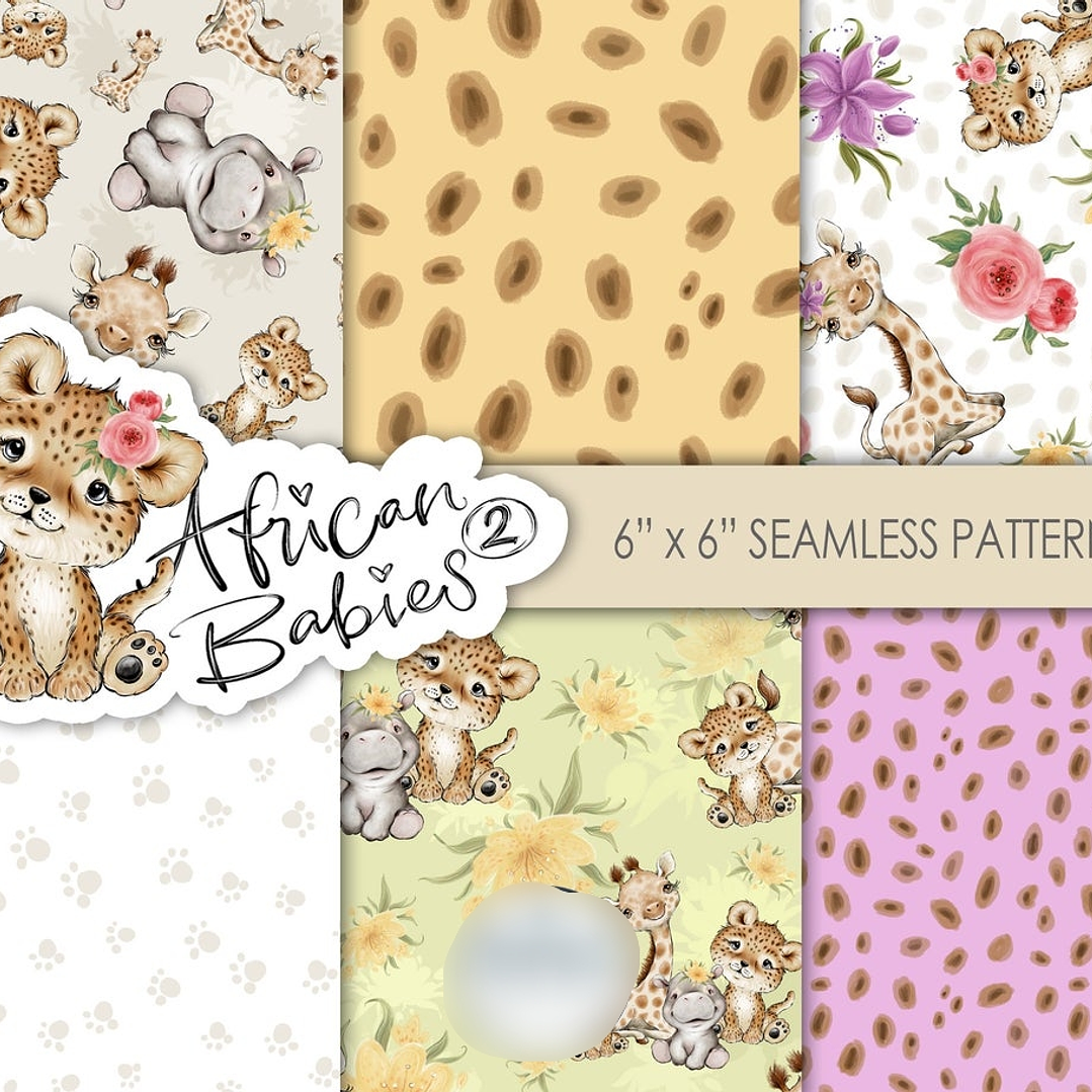 Kit Digital Papéis Animais Bebês da Africa 02  1