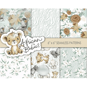 Kit Digital Papéis Animais Bebê Africanos 