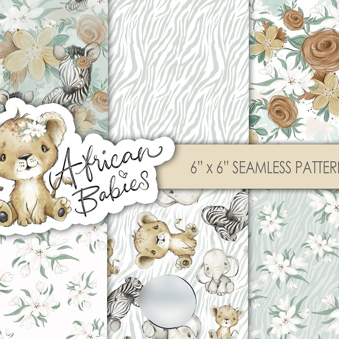 Kit Digital Papéis Animais Bebê Africanos  1