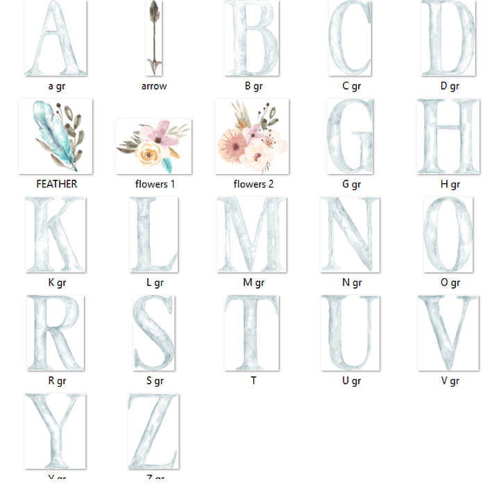 Kit Digital Alfabeto Aquarela Azul  2