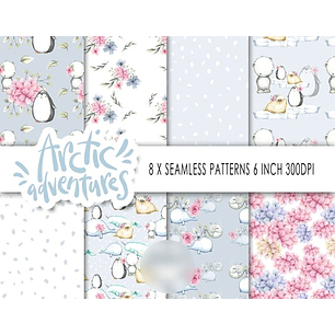 Kit Digital Papéis Animais da Antártica 