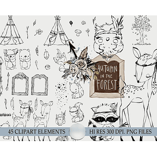 Kit Digital Outono na Floresta